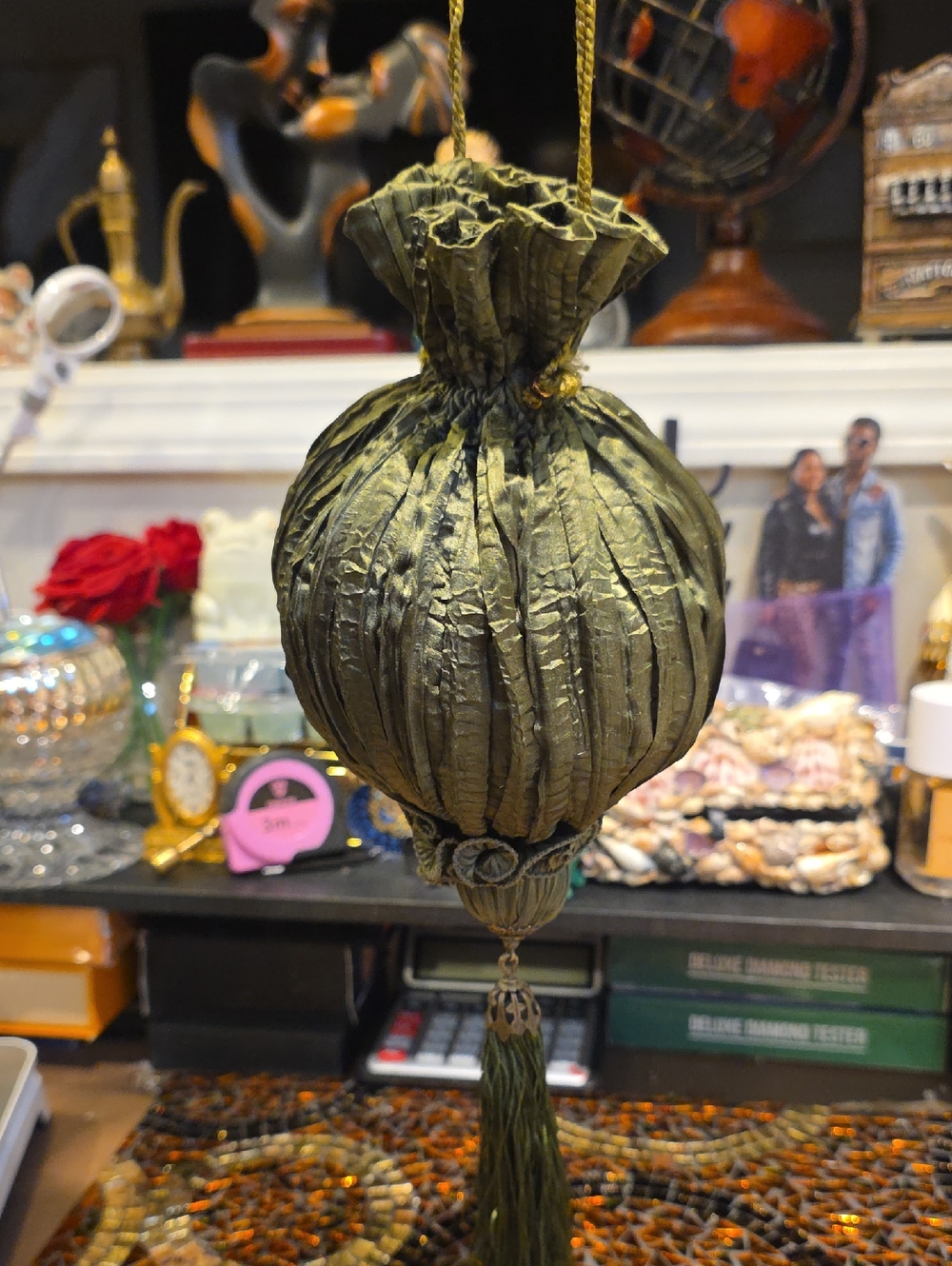Papaya Olive Green Drawstring Tassel Crossbody Bag